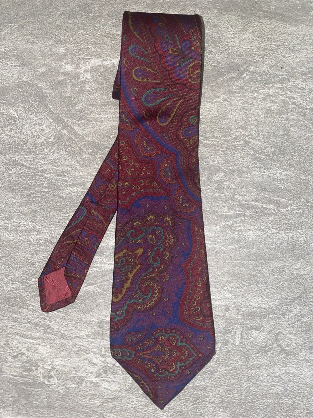 Liberty of London Burgundy Paisley Tie with Blue and Gold Motifs
